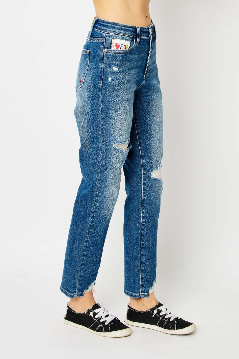 Judy Blue Medium Blue Distressed Slim Jeans, Judy Blue, A Moment Of Now