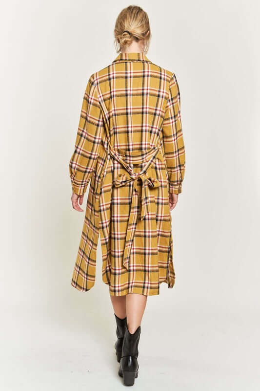 PLAID PRINT COLLAR LONG SHIRT DRESS PLUS, Jade By Jane, $ 69.00