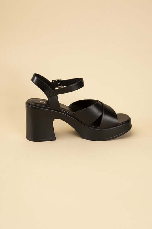 TOUCH-S Crisscross Sandals Heels with Ankle Straps