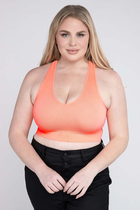 Plus Ribbed Cropped Racerback Tank Top, ZENANA, $ 19.00