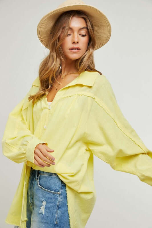 Button Down Relaxed Fit Shirt, Davi & Dani, $ 65.00