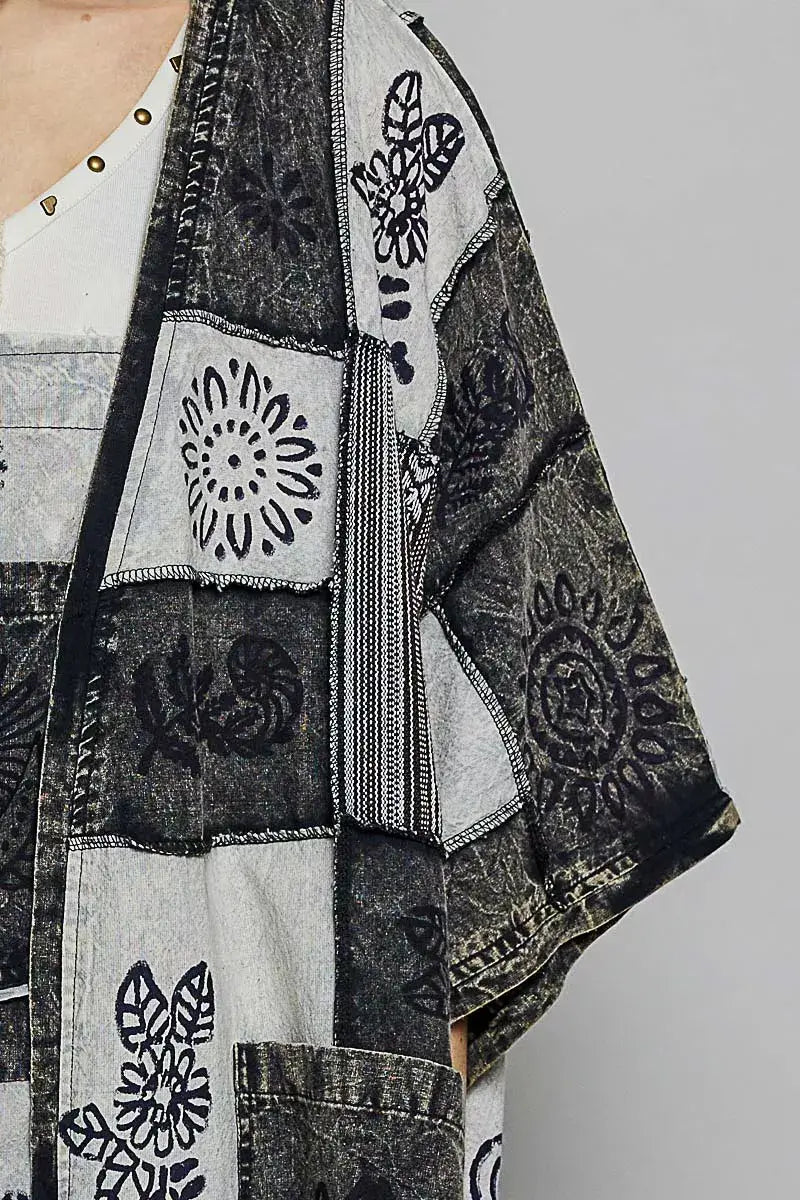 Black White Printed Patchwork Longline Cardigan Boho Fashion, Cardigans, $ 65.00, A Moment Of Now™