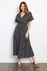 Black Printed Smocked Waist Midi Dress, Be Stage, A Moment Of Now