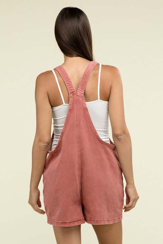 Washed Knot Strap Romper, ZENANA, $ 55.00