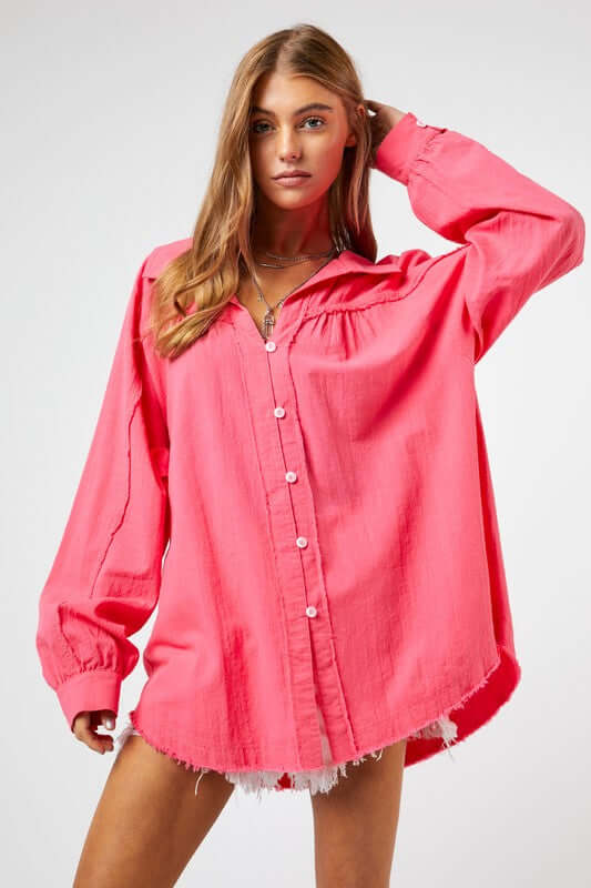 Button Down Relaxed Fit Shirt, Davi & Dani, $ 65.00