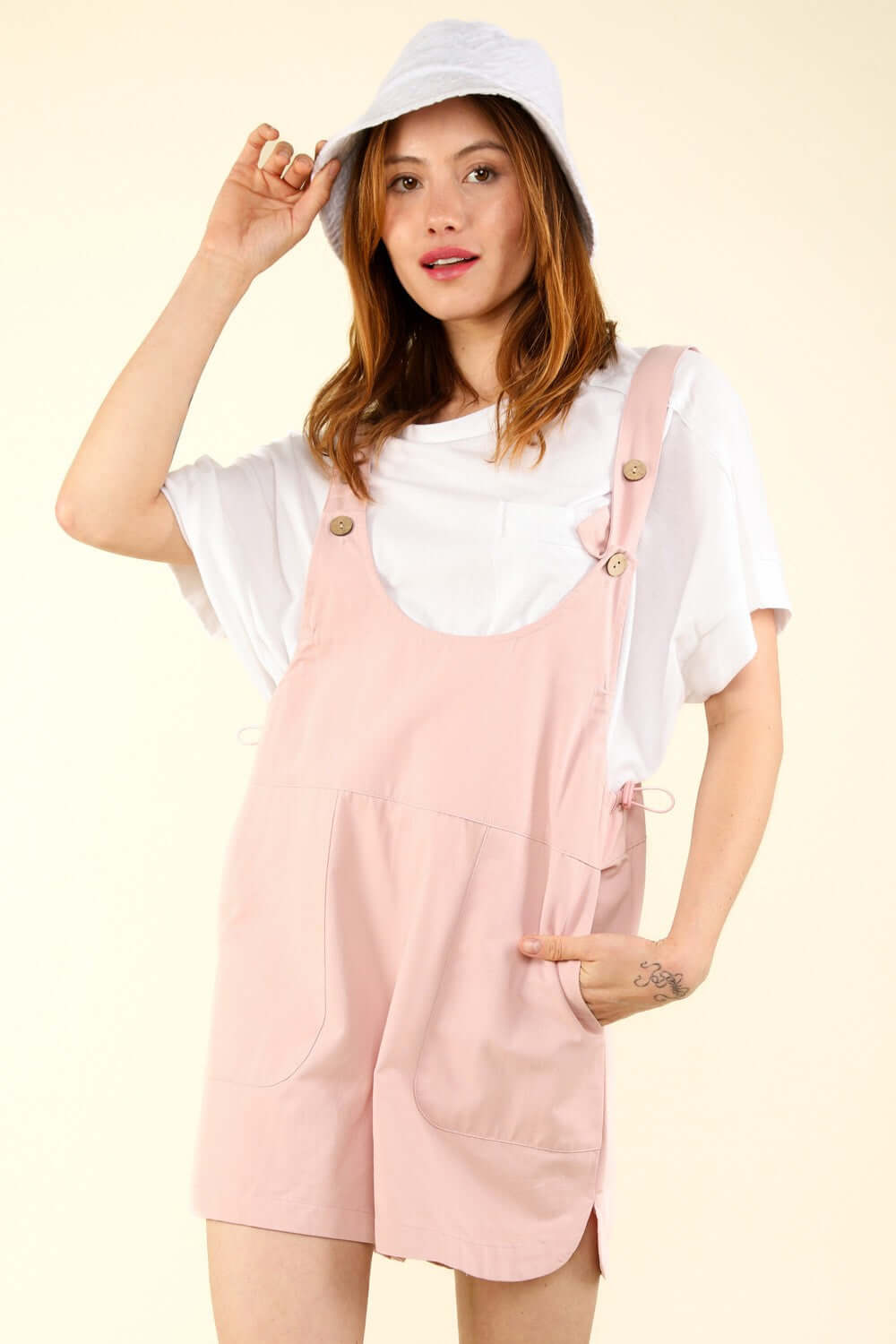 Pink Adjustable Waist Suspender Overalls with Pockets, Overalls, $ 39.00, A Moment Of Now™