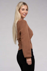 Viscose Cross Wrap Pullover Sweater, ZENANA, $ 41.95