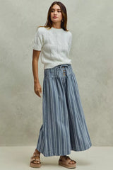 SO ME Mid Rise Stripe Denim Washed Pleat Wide Leg Pants, Pants, $ 69.00, A Moment Of Now™