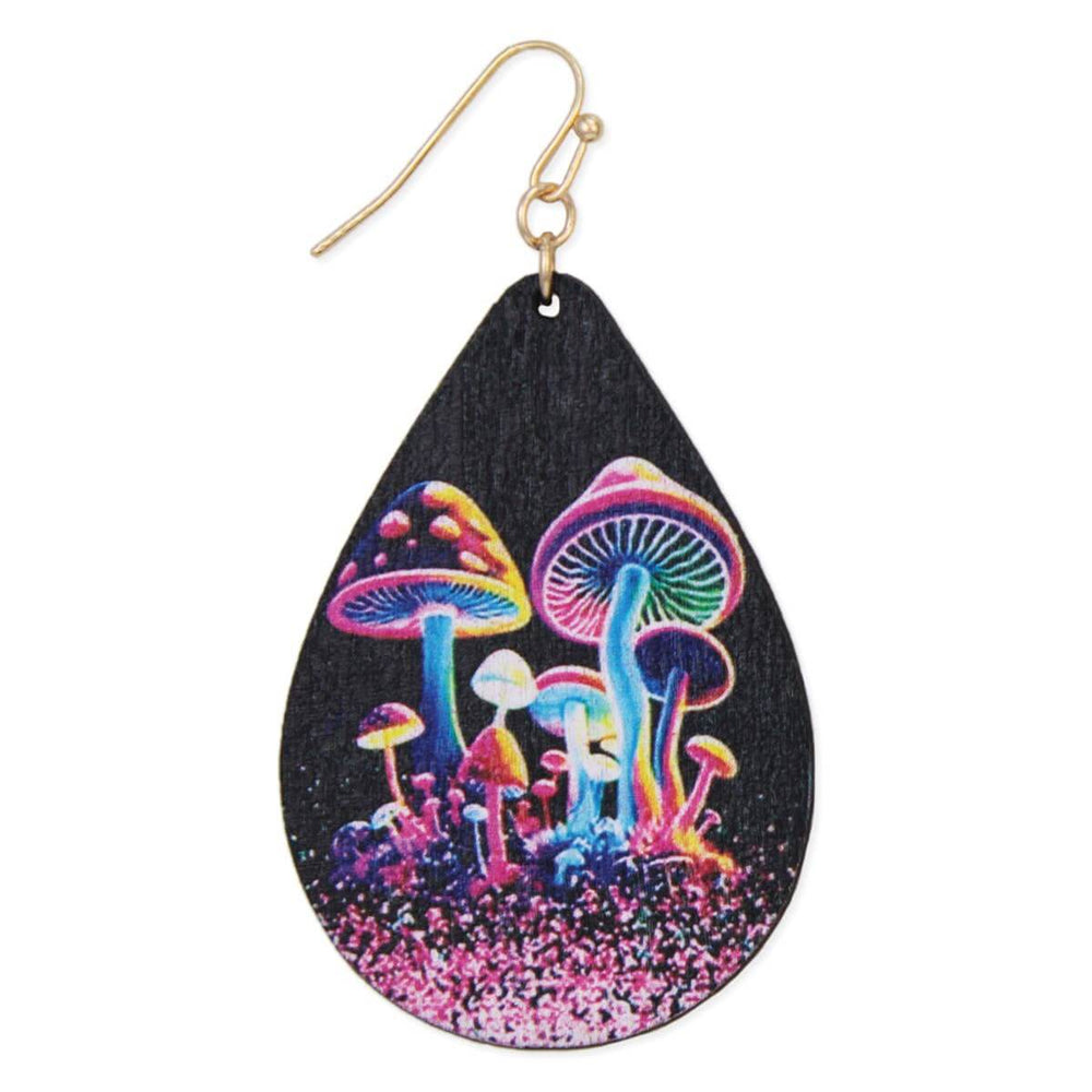 Neon Magic Wood Mushroom Print Earring, Accessories, $ 14.00, A Moment Of Now™