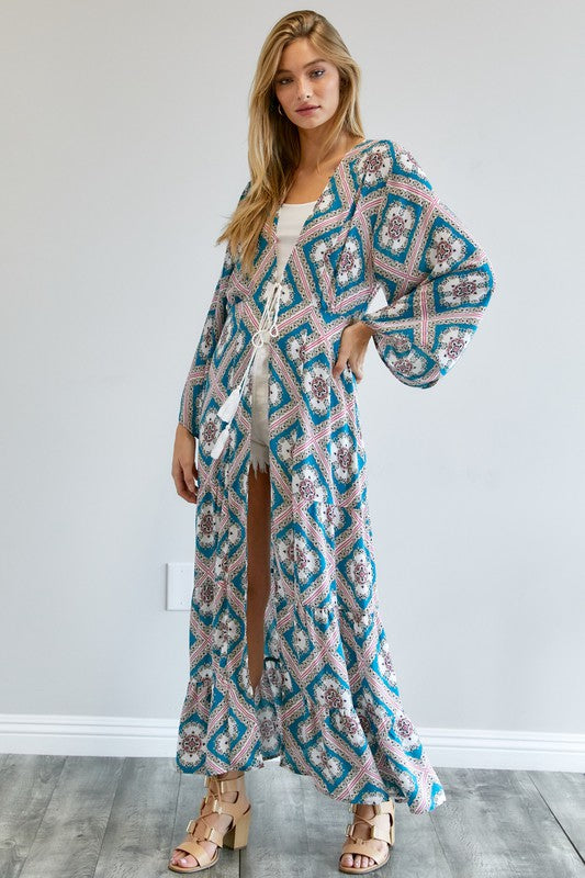 Shop Women's Printed Long Sleeve Loose Kimono | USA Boutique Online, Kimonos, USA Boutique