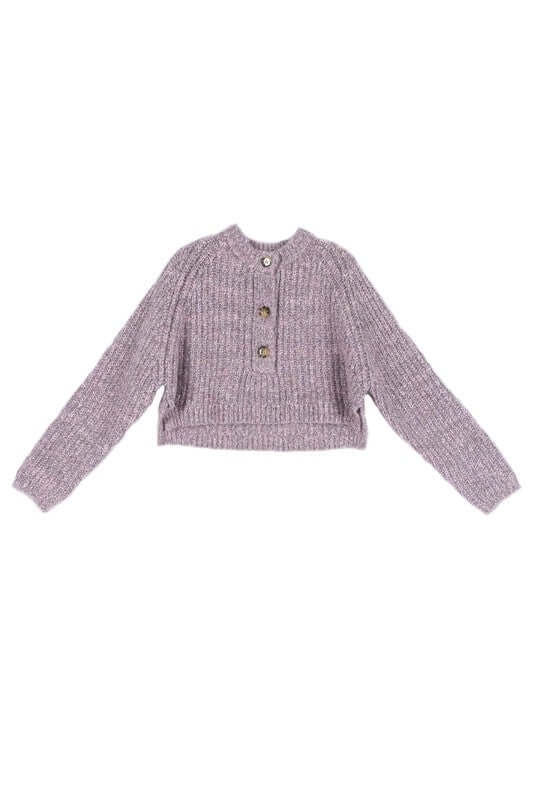 Melange Cropped Sweater Top - Trendy Style Essentials, Sweaters, $ 55.00, A Moment Of Now™