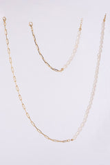 Shop Womens Natural Pearl Gold Tone Chain Bracelet and Necklace Jewelry Set, jewelry Sets, USA Boutique