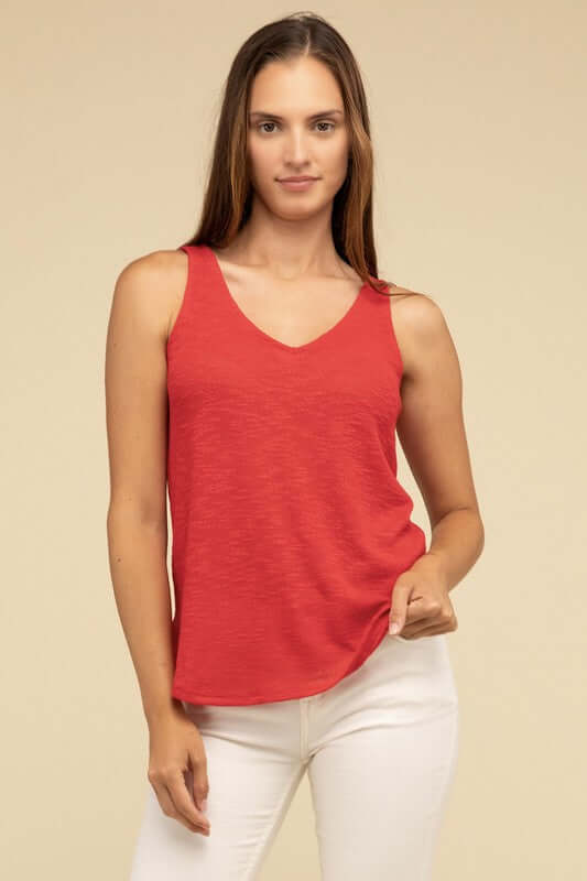 Solid V Neck Sleeveless Cami Tank Top, ZENANA, $ 19.95