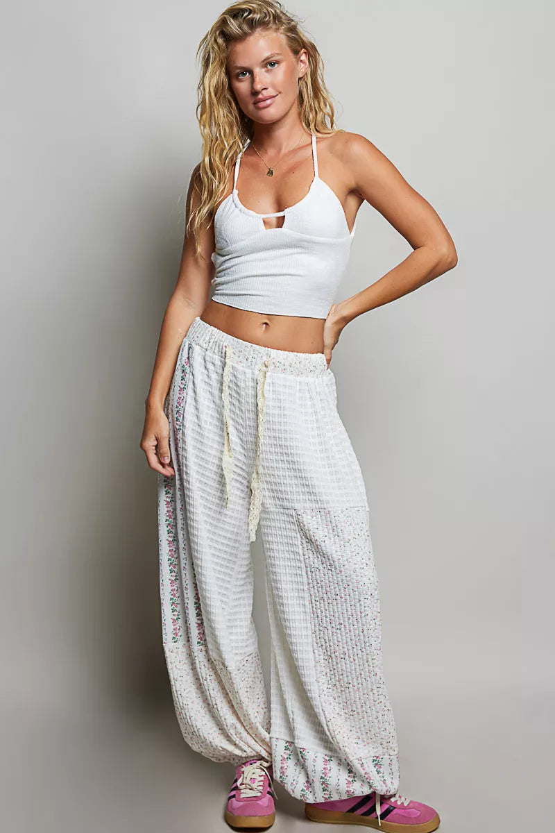 POL Patchwork Mixed Knit Wide Leg Pants, Pants, $ 69.00, A Moment Of Now™