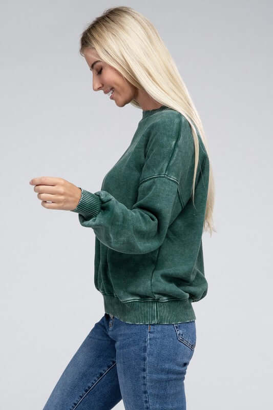 Women's Acid Wash Fleece Oversized Pullover Sweatshirt | USA Boutique, ZENANA, $ 39.00