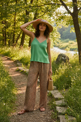 Kelly Green Lace Detail V-Neck Textured Knit Cami