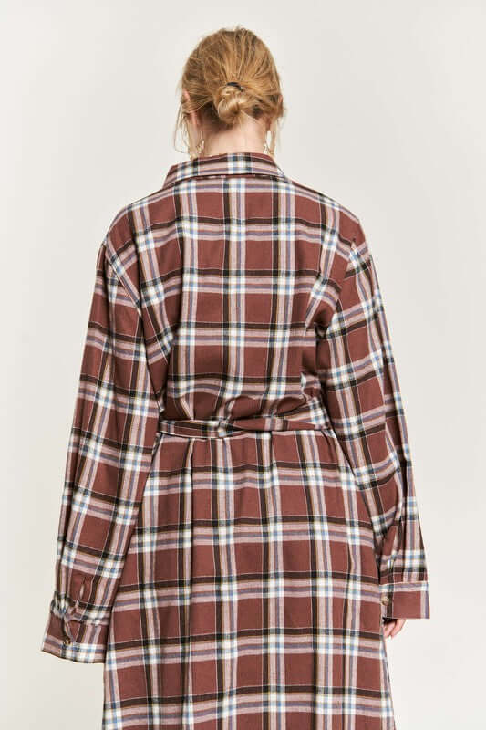 PLAID PRINT COLLAR LONG SHIRT DRESS PLUS, Jade By Jane, $ 69.00