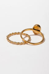 Shop Natural Stone & Gold Plated Ring Set of 2 | Boutique Fashion Jewelry, Rings, USA Boutique