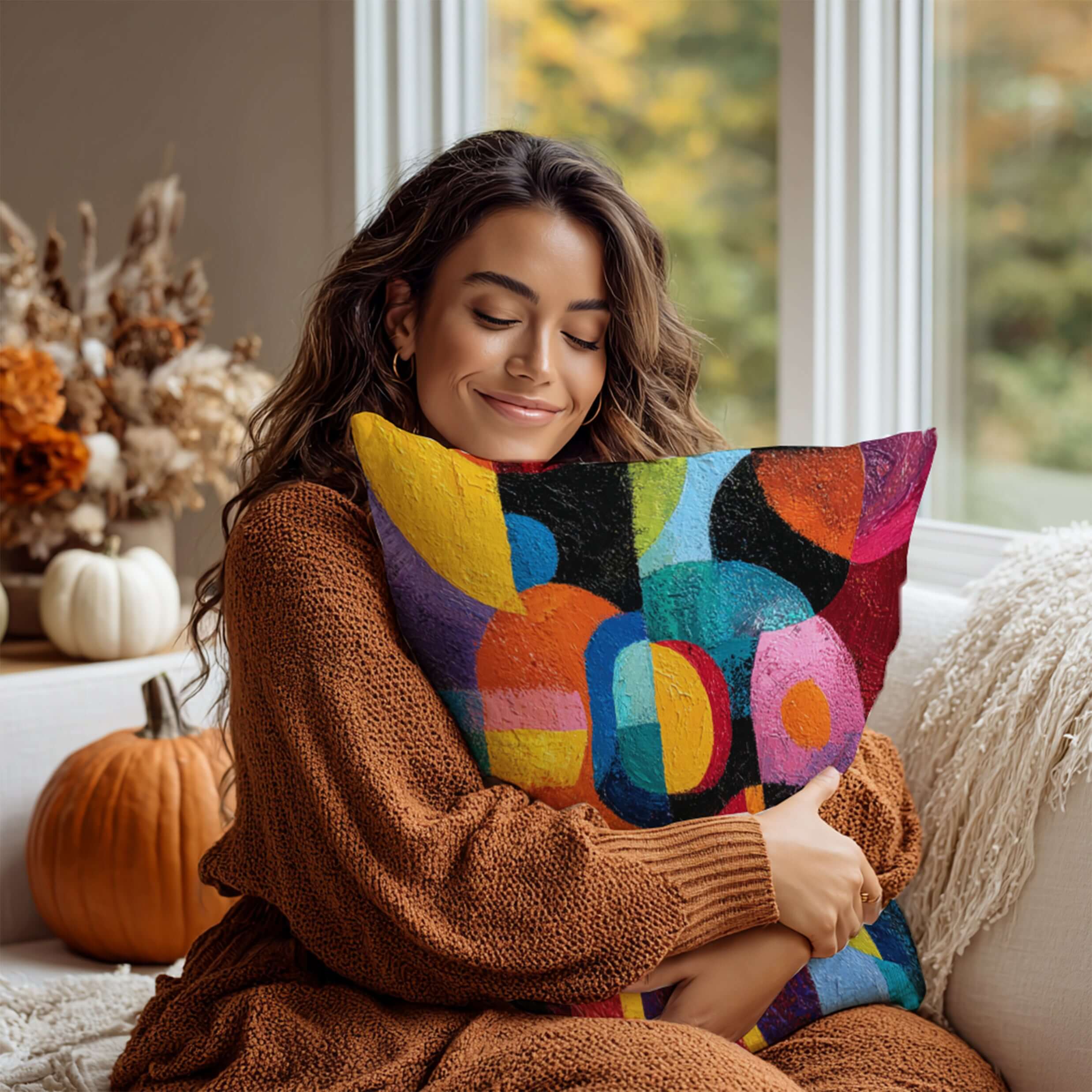 Élise Abstract Geometric Artwork Print Decorative Throw Pillow Cushion