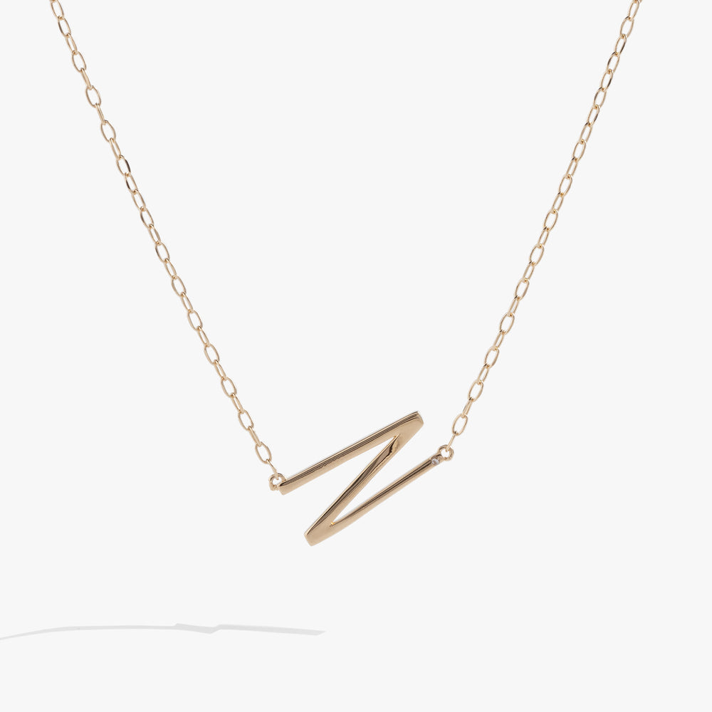 Initial N Precious Elongated Necklace, Necklaces, $ 39.90, A Moment Of Now™