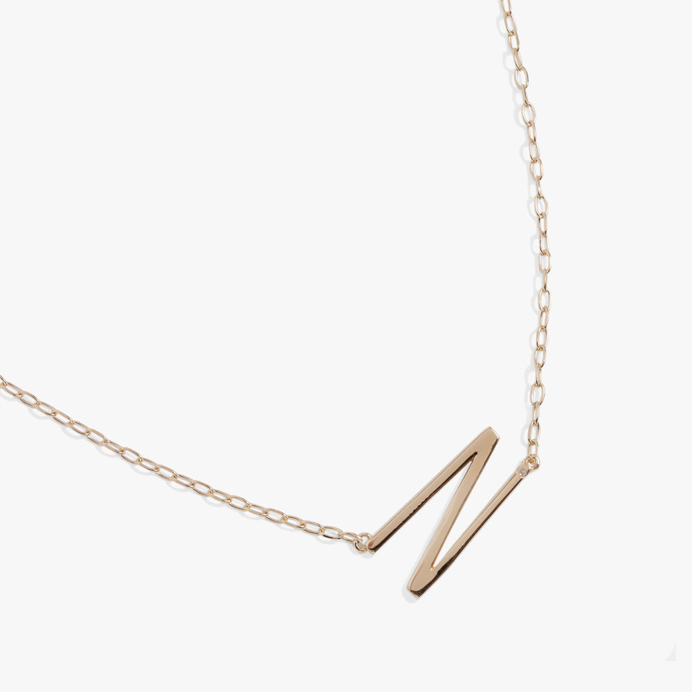 Initial N Precious Elongated Necklace, Necklaces, $ 39.90, A Moment Of Now™