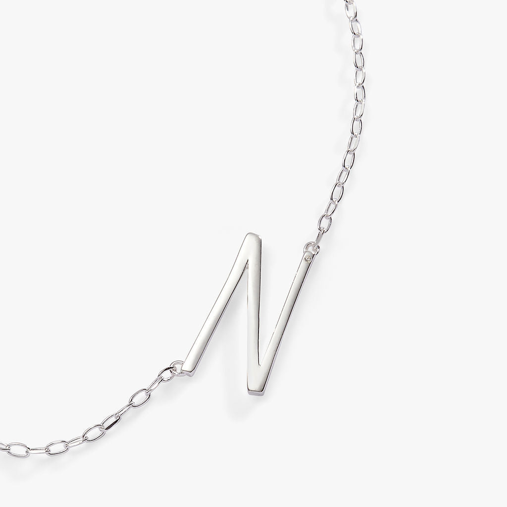 Initial N Precious Elongated Necklace, Necklaces, $ 39.90, A Moment Of Now™