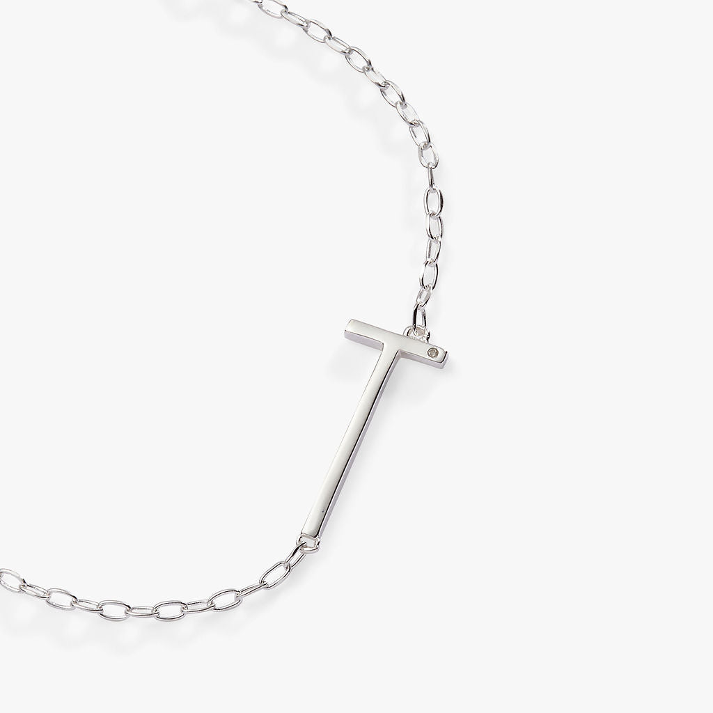 Initial T Precious Elongated Necklace, Necklaces, $ 39.90, A Moment Of Now™