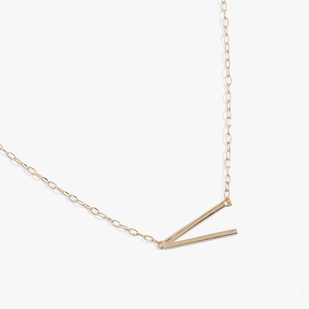 Initial V Precious Elongated Necklace, Necklaces, $ 39.90, A Moment Of Now™