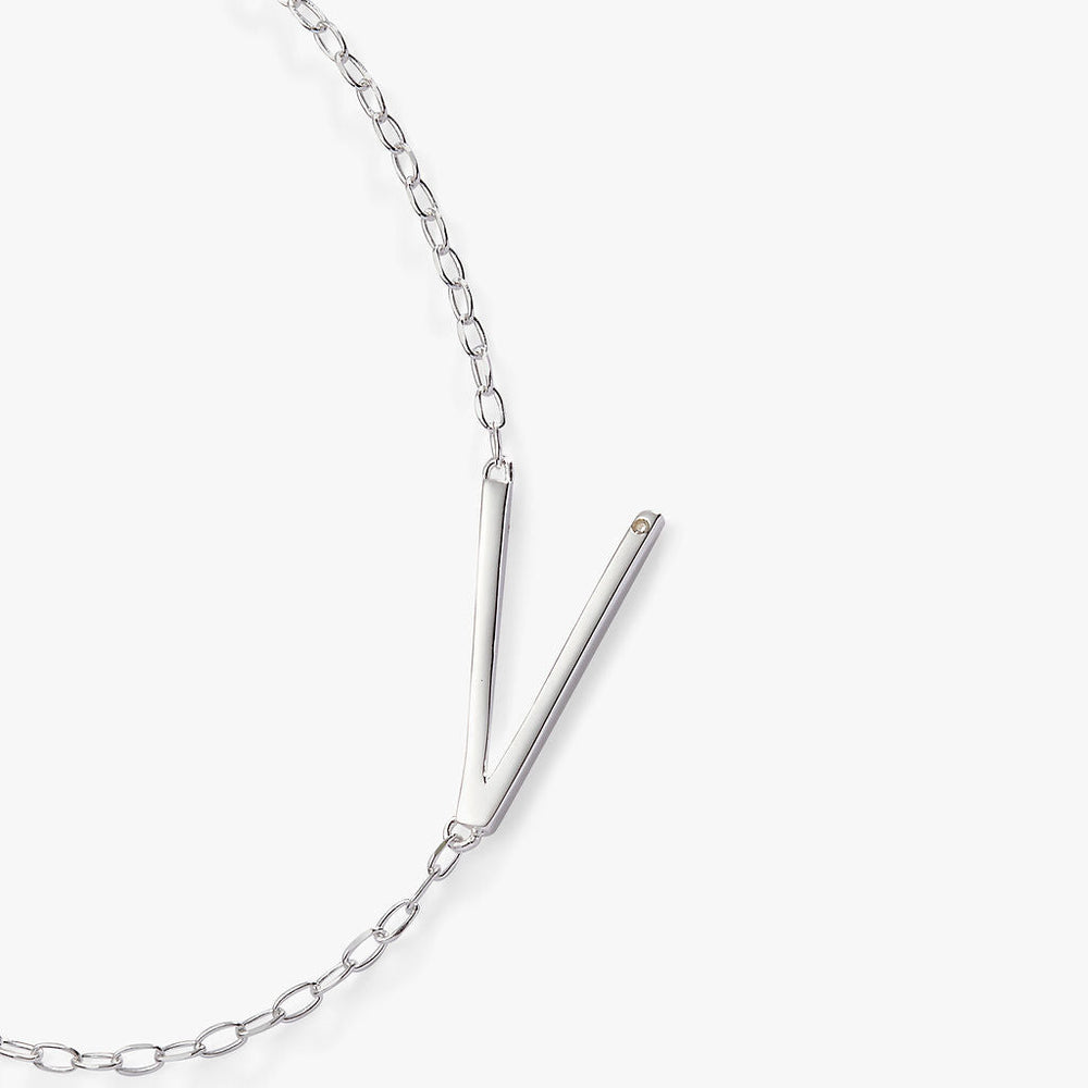 Initial V Precious Elongated Necklace, Necklaces, $ 39.90, A Moment Of Now™