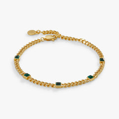 May Birthstone Emerald Curb Chain Bracelet, Bracelets, $ 28.00, A Moment Of Now™