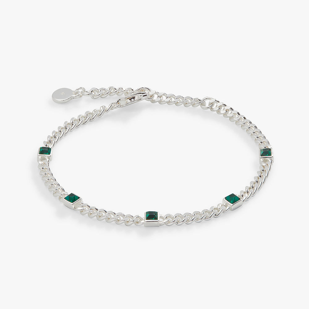 May Birthstone Emerald Curb Chain Bracelet, Bracelets, $ 28.00, A Moment Of Now™