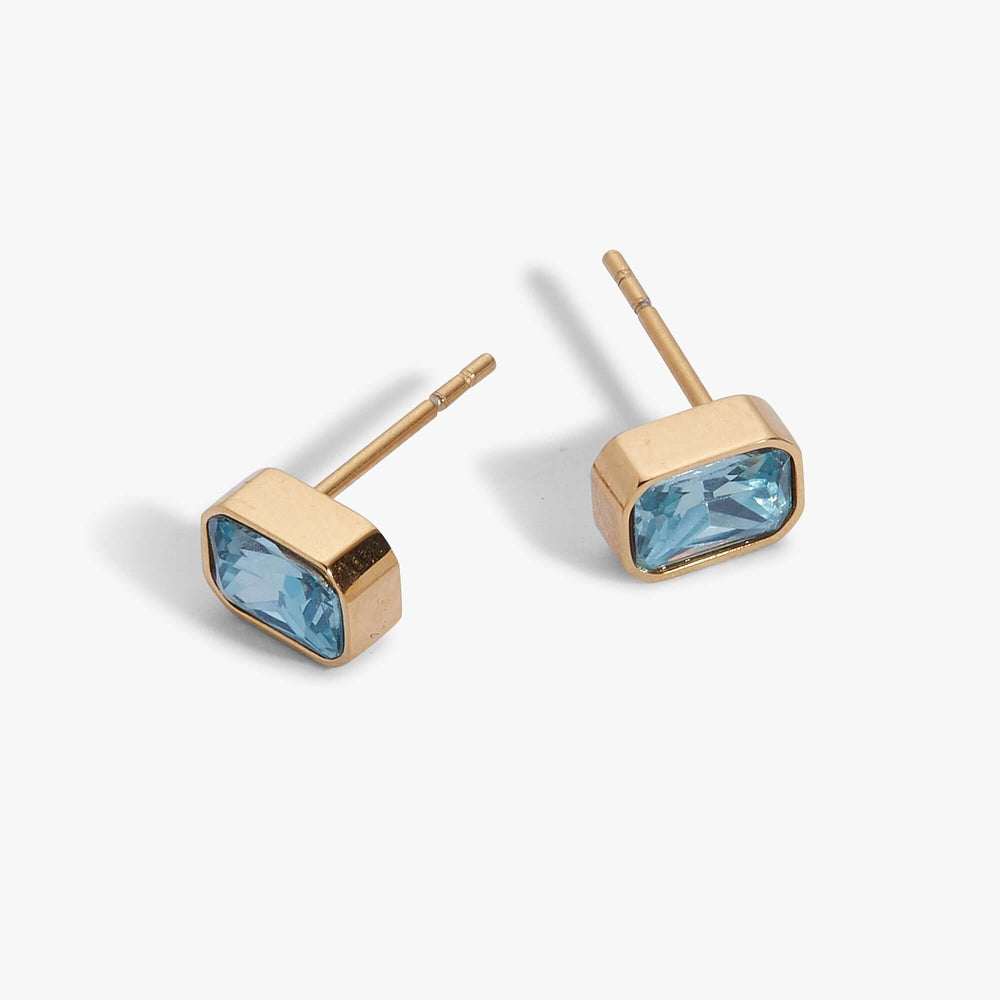 March Emerald-Cut Birthstone Stud, Earrings, $ 28.00, A Moment Of Now™