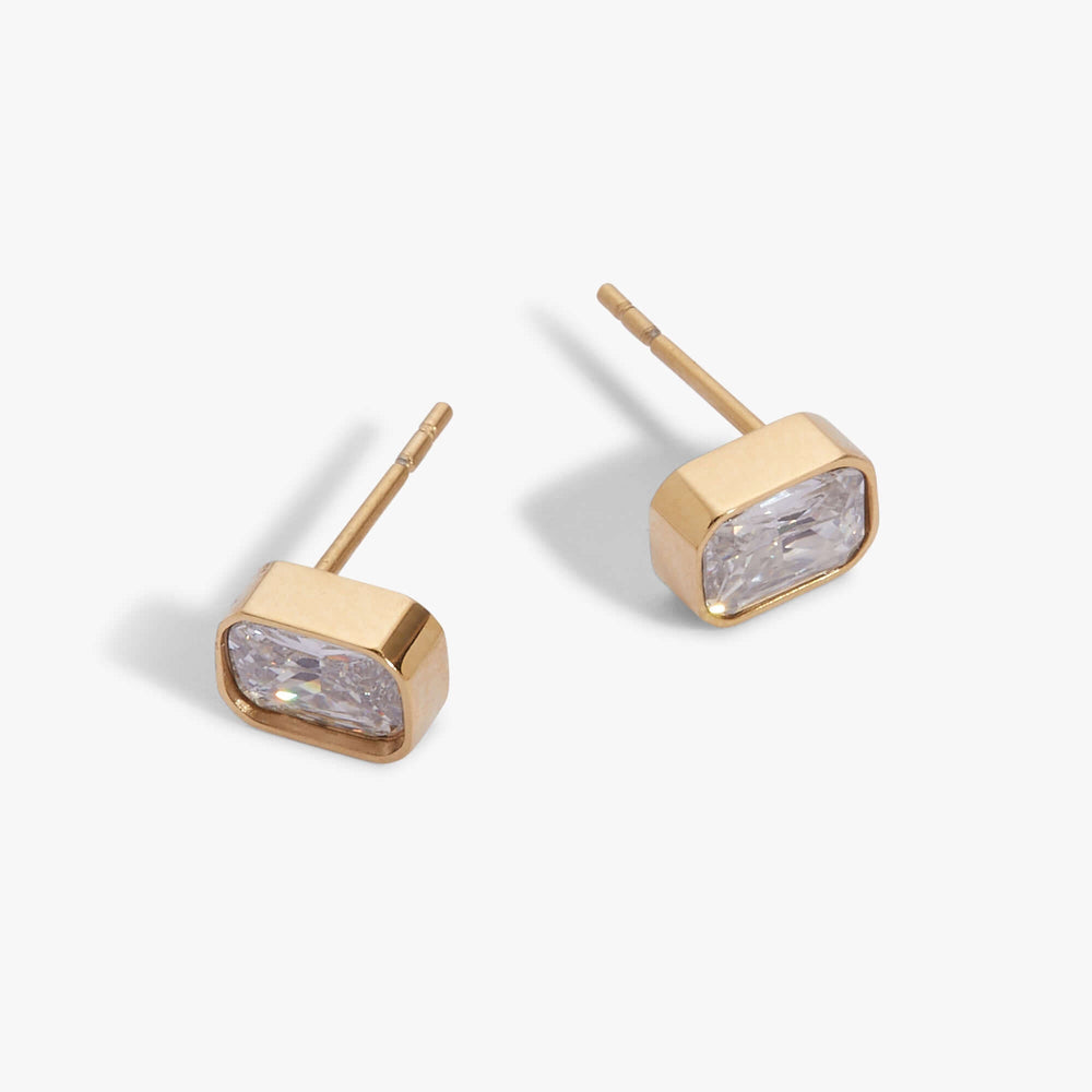 April Emerald-Cut Birthstone Stud Earrings, Earrings, $ 28.00, A Moment Of Now™
