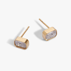 April Emerald-Cut Birthstone Stud Earrings, Earrings, $ 28.00, A Moment Of Now™