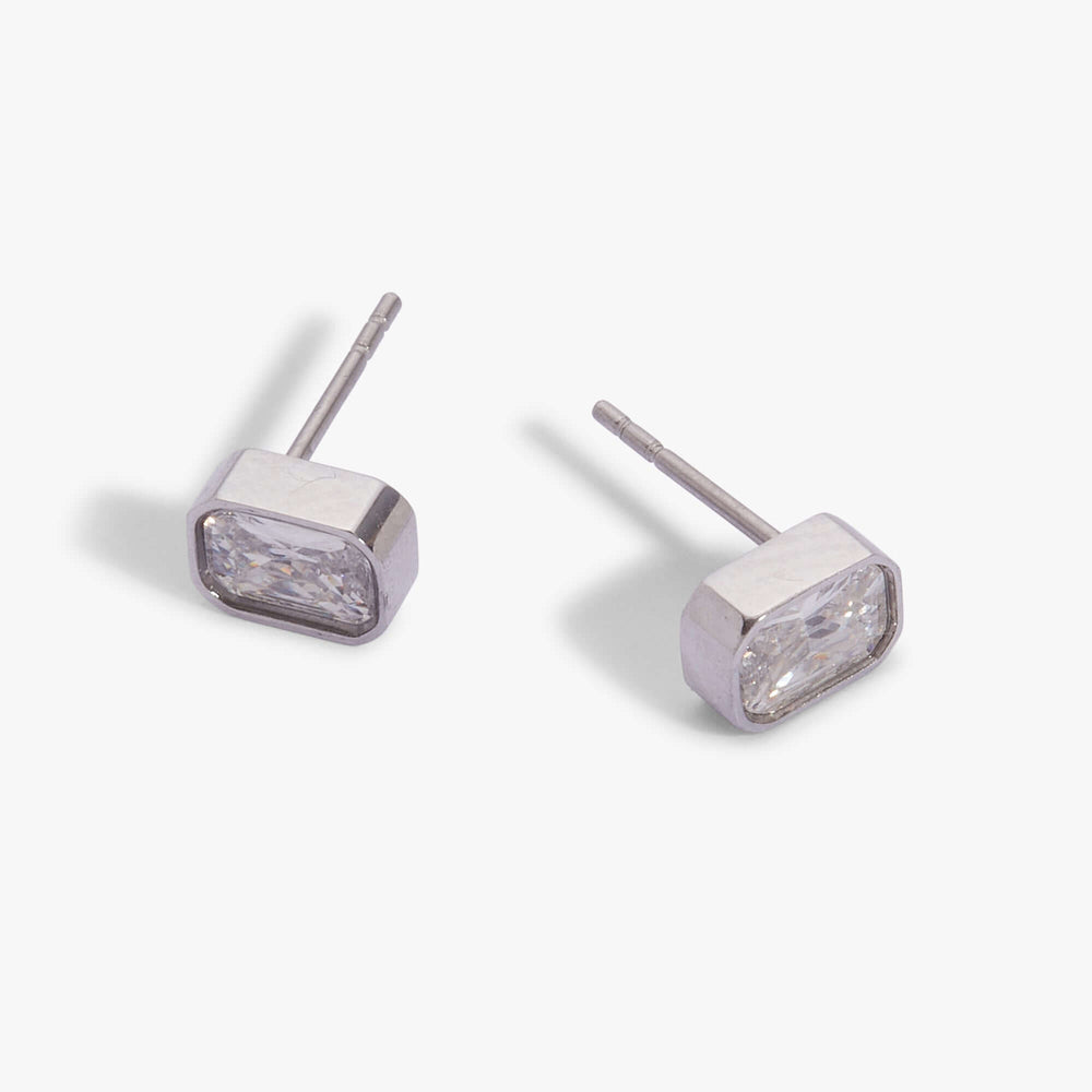 April Emerald-Cut Birthstone Stud Earrings, Earrings, $ 28.00, A Moment Of Now™