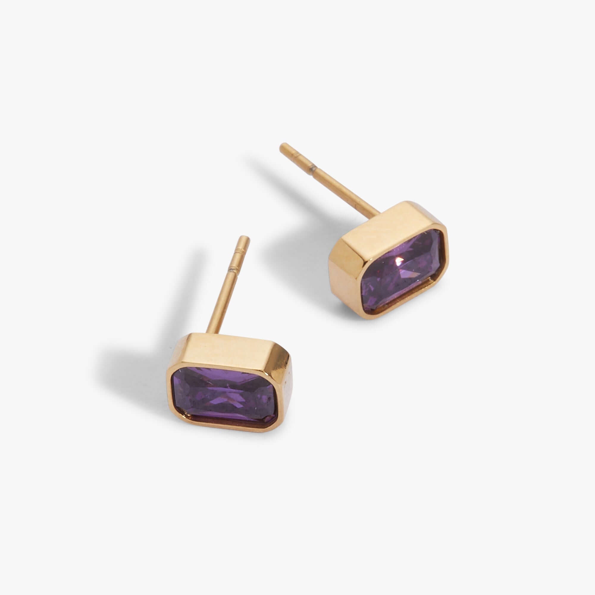 February Emerald-Cut Birthstone Stud Earrings, Earrings, $ 28.00, A Moment Of Now™