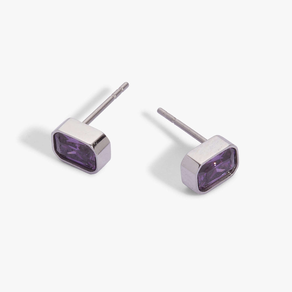 February Emerald-Cut Birthstone Stud Earrings, Earrings, $ 28.00, A Moment Of Now™