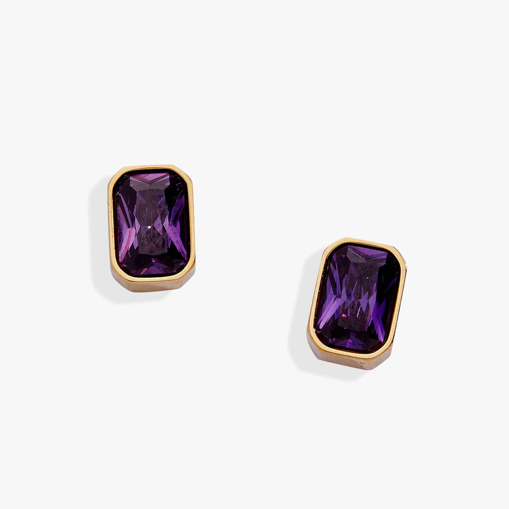 February Emerald-Cut Birthstone Stud Earrings, Earrings, $ 28.00, A Moment Of Now™