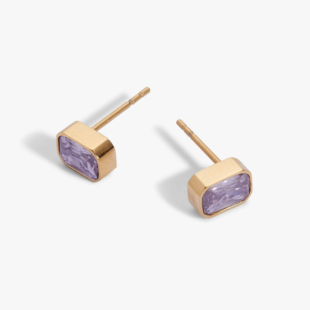June Emerald-Cut Birthstone Stud Earrings, Earrings, $ 28.00, A Moment Of Now™