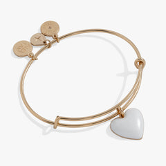 White Enamel Heart Charm Bangle, Bracelets, $ 13.90, A Moment Of Now™