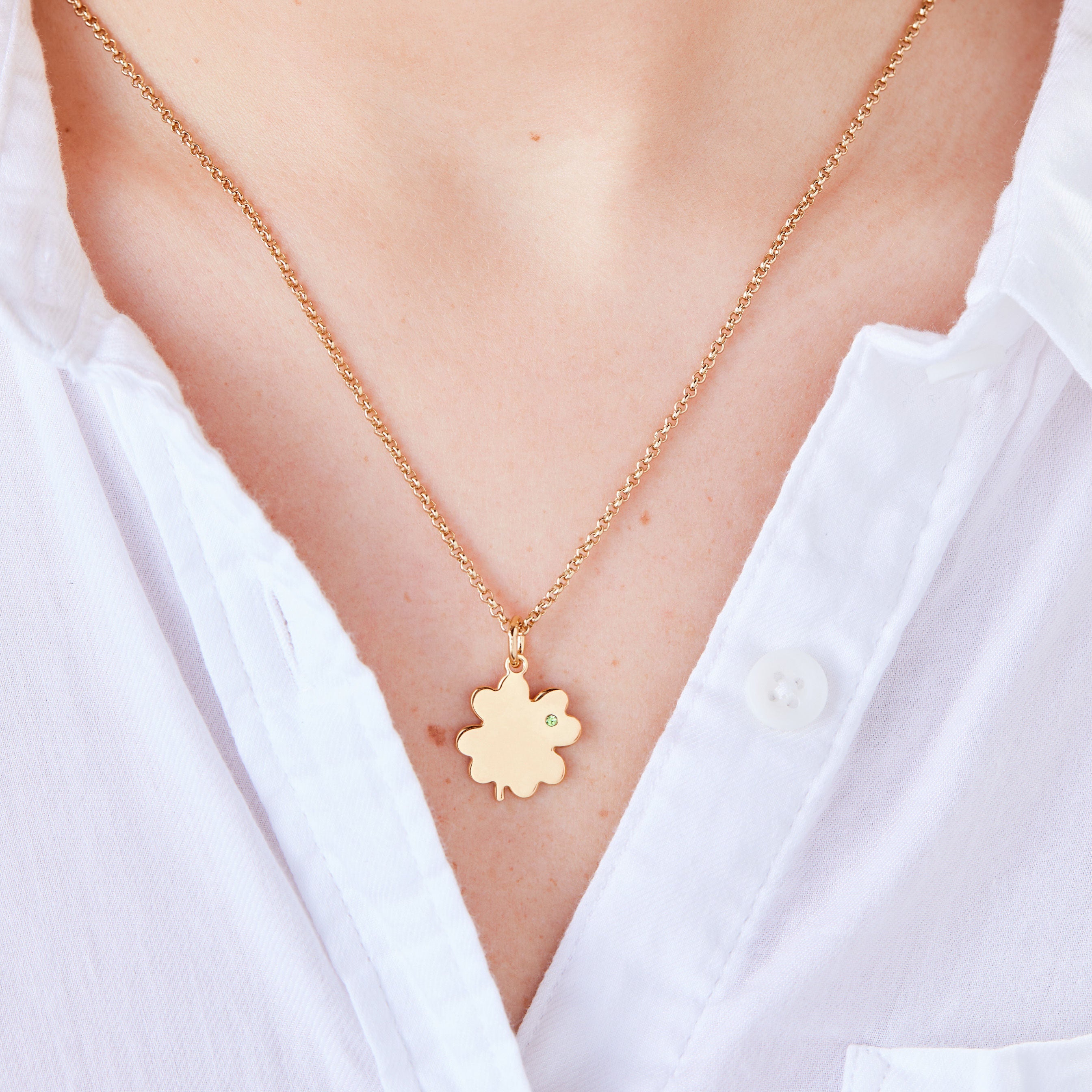 Four-Leaf Clover Necklace, 21", Necklaces, $ 44.00, A Moment Of Now™
