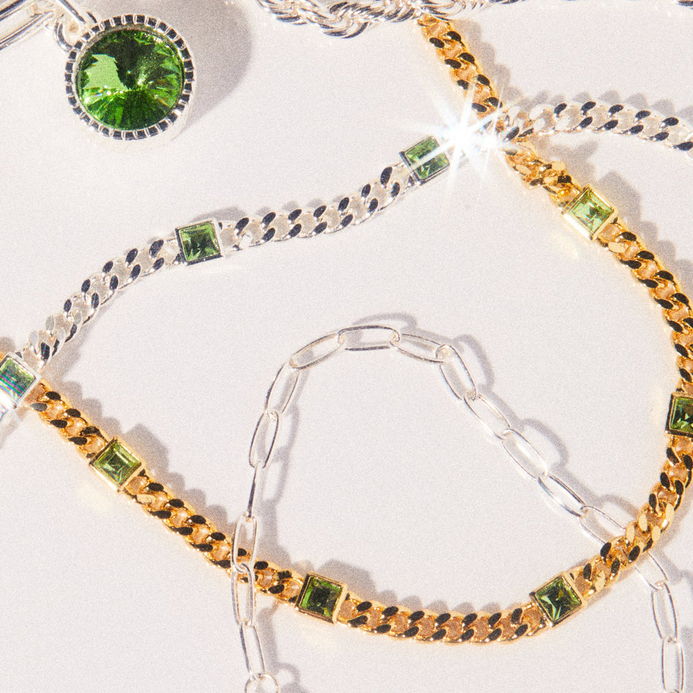 August Birthstone Peridot Curb Chain Bracelet, Bracelets, $ 28.00, A Moment Of Now™
