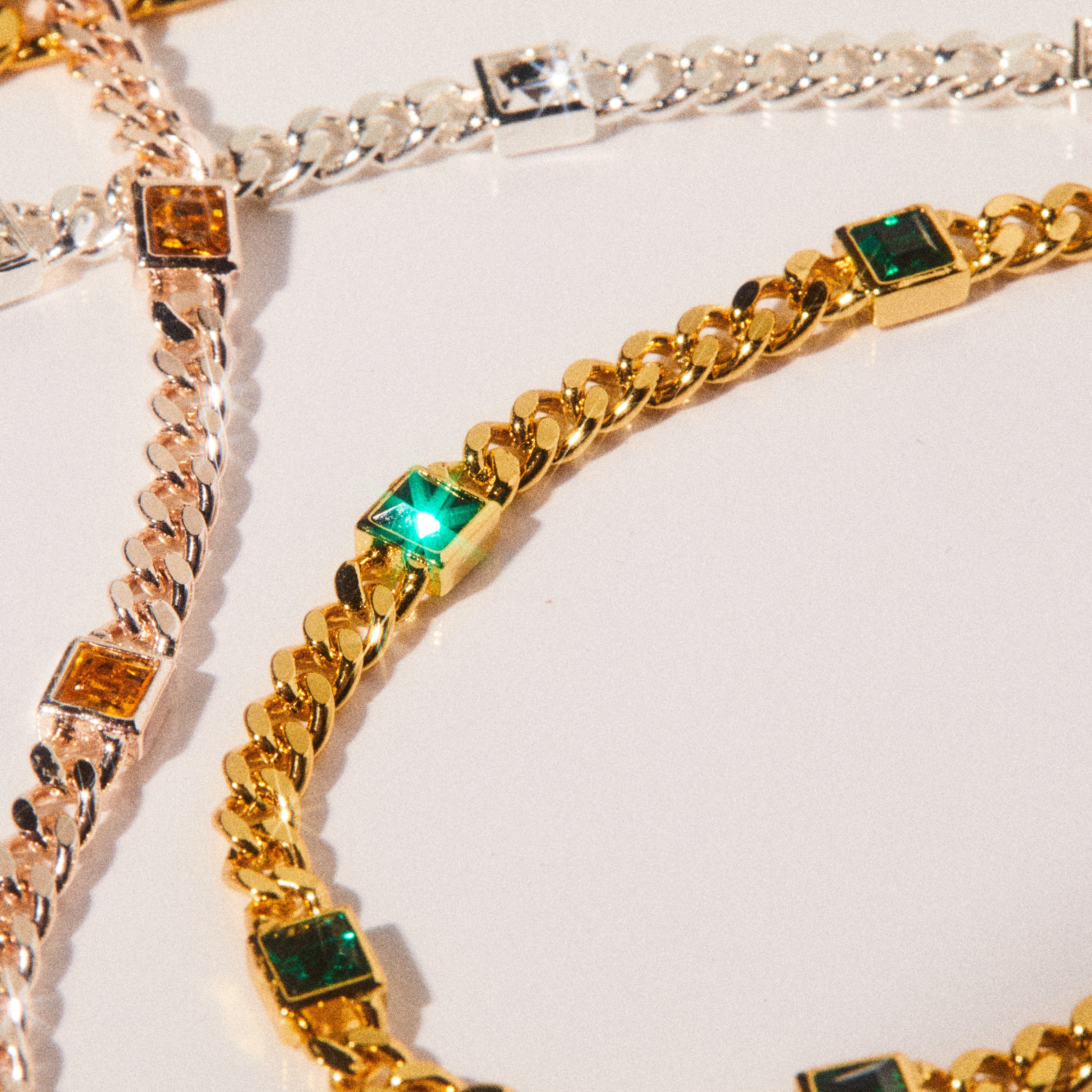 May Birthstone Emerald Curb Chain Bracelet, Bracelets, $ 28.00, A Moment Of Now™