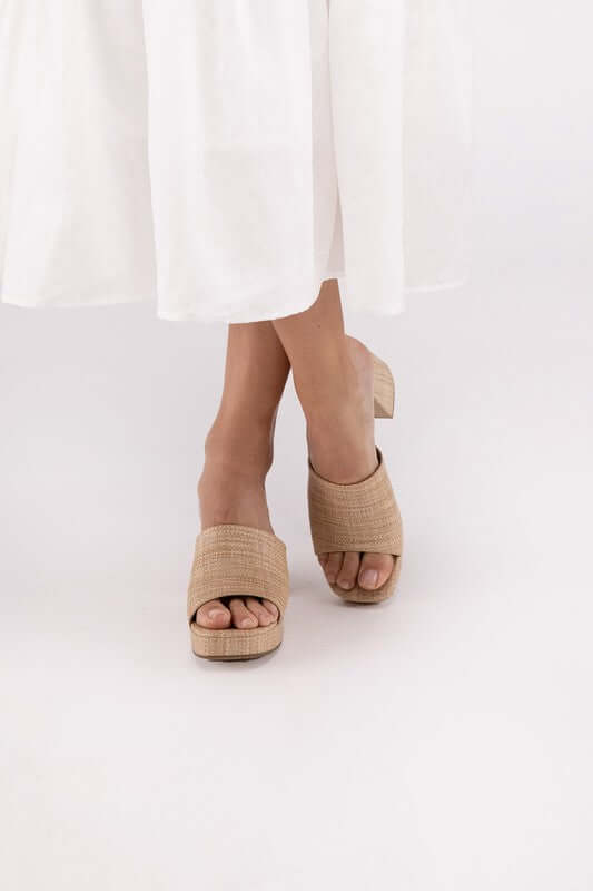 ZAFER-Nat Beige Heels Mules Sandals