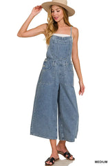 Stylish Denim Medium Washed Wide Leg Overalls, Overalls, $ 59.00, A Moment Of Now™