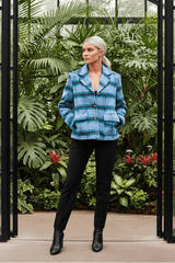 Light Blue Flap Pockets Brushed Vintage Plaid Jacket | Boutique In USA, Jackets, $ 55.00, A Moment Of Now™
