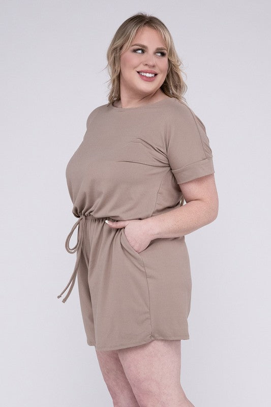 Shop Plus Size Women's Brushed DTY Romper with Pockets | Boutique Clothing, Rompers, USA Boutique