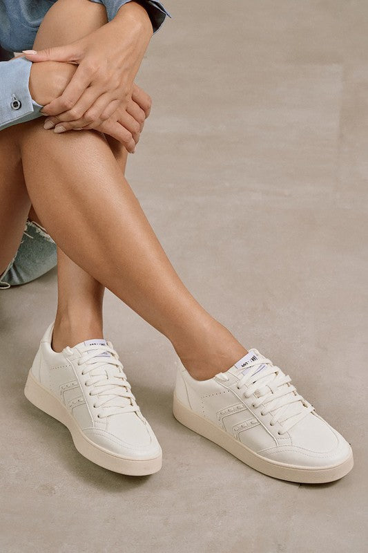 White Braided Casual Lace Up Sneakers