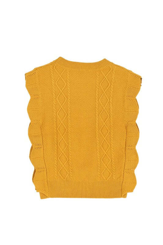 Mustard Yellow Ruffle Sweater Vest