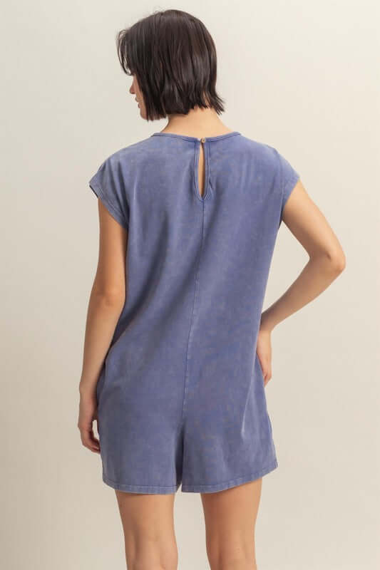 Dusty Blue Cap Sleeve Breezy Romper for Summer, Rompers, $ 44.00, A Moment Of Now™